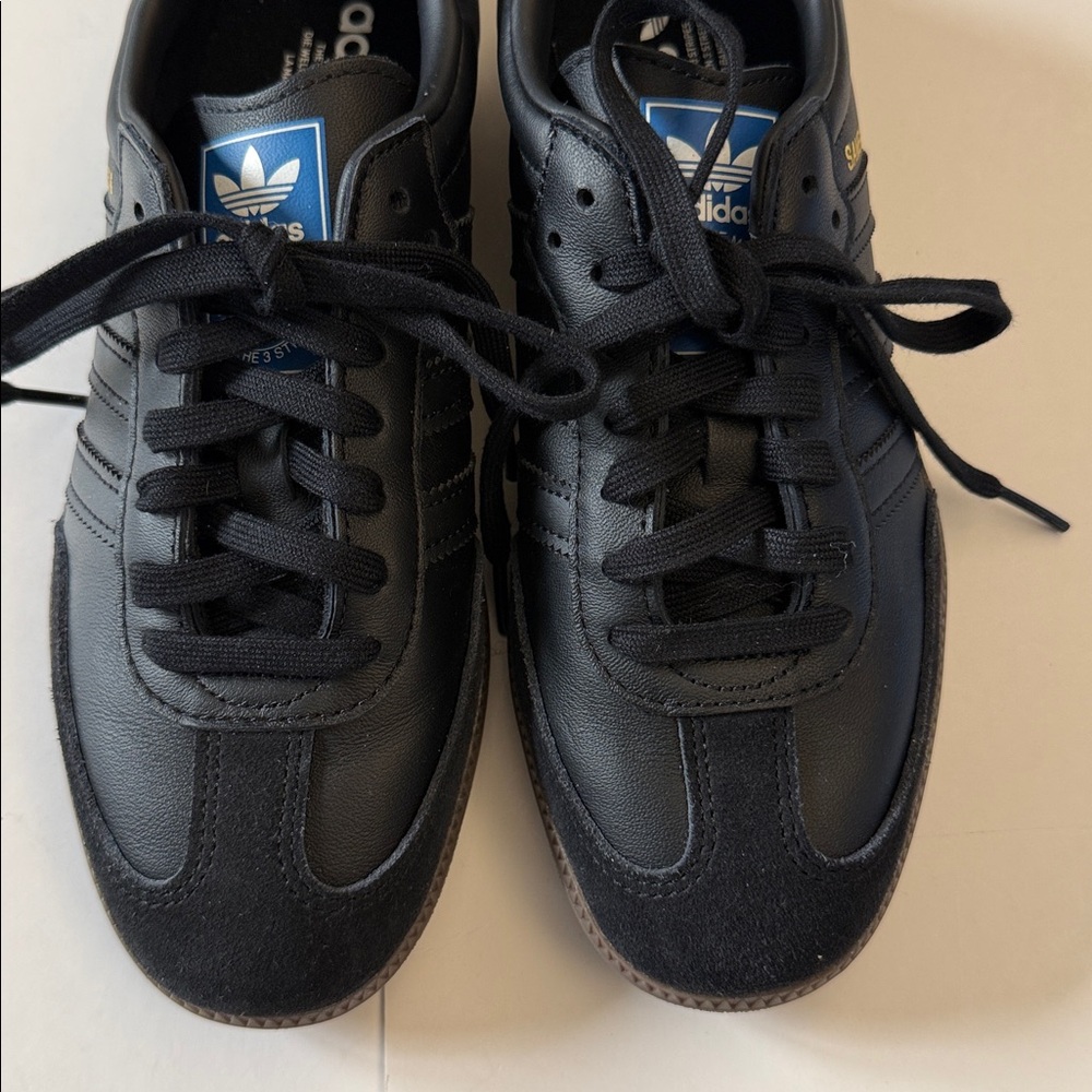 ADIDAS Samba OG Leather Sneakers with Blue Tongue Label - Picture 7 of 11